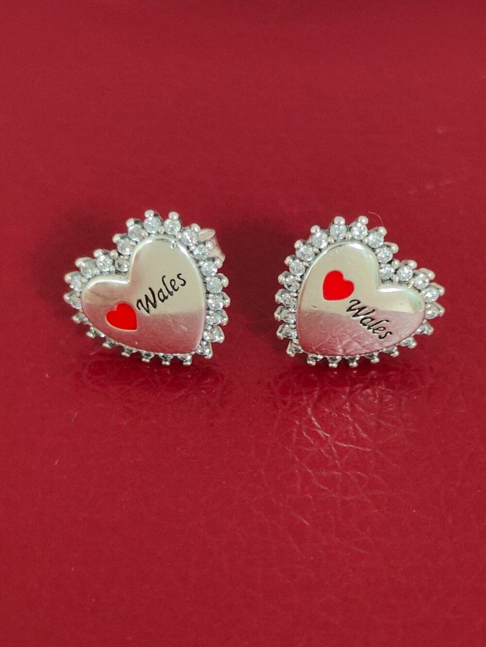 I Love Wales Stud Earrings Women Jewelry 925 Sterling Silver with box